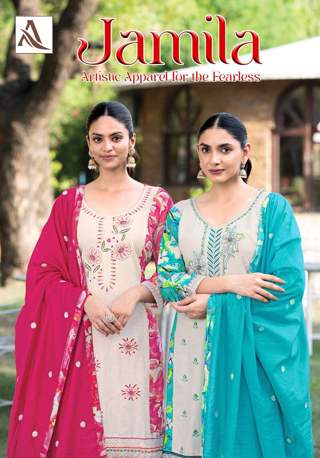 ALOK SUIT JAMILA PURE VISCOSE RAYON PRINTED EMBROIDERY PAKISTANI DRESSES-00201