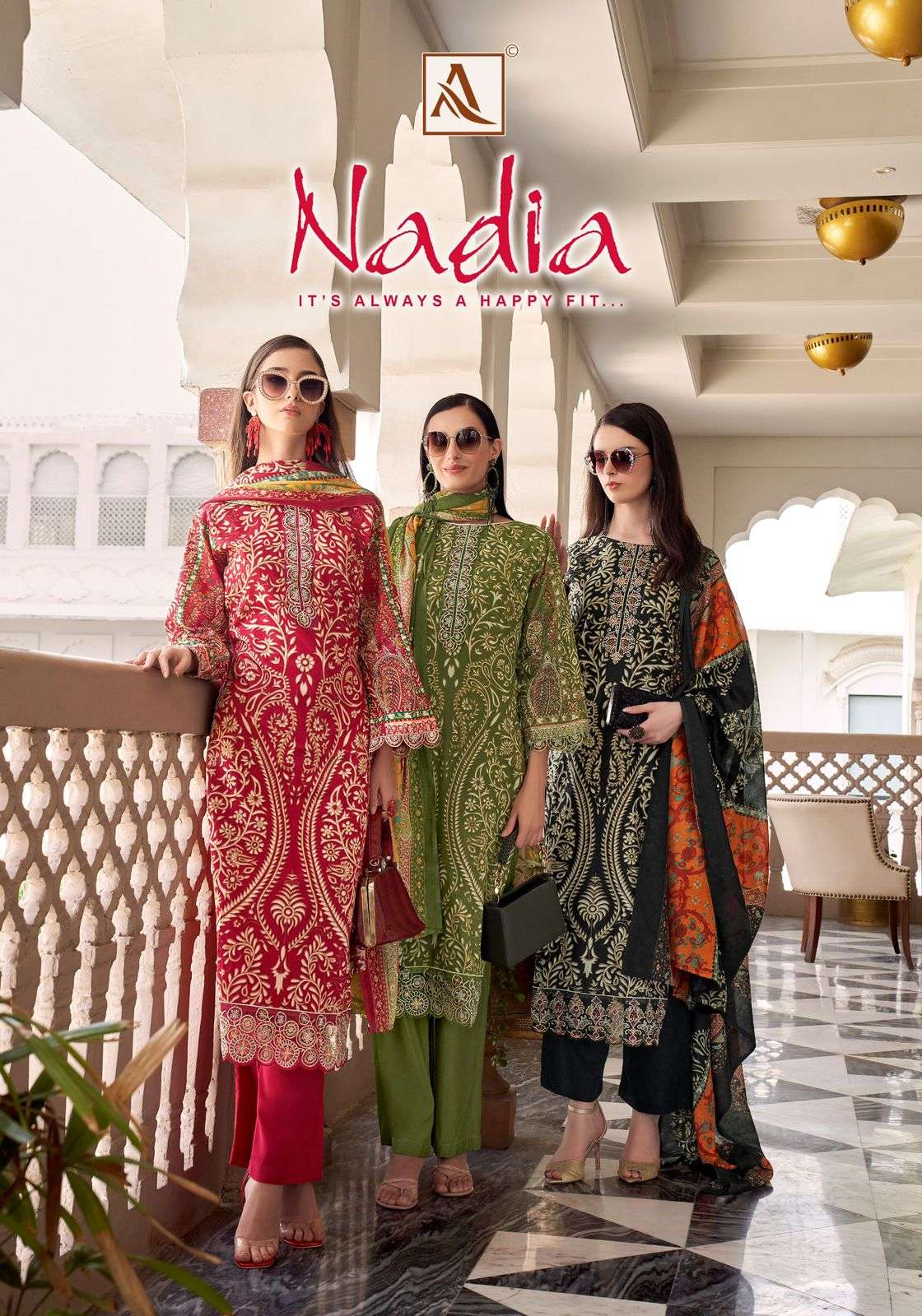 ALOK SUIT NADIA PURE CAMBRIC COTTON PRINTED EMBROIDERY PAKISTANI DRESSES-00201
