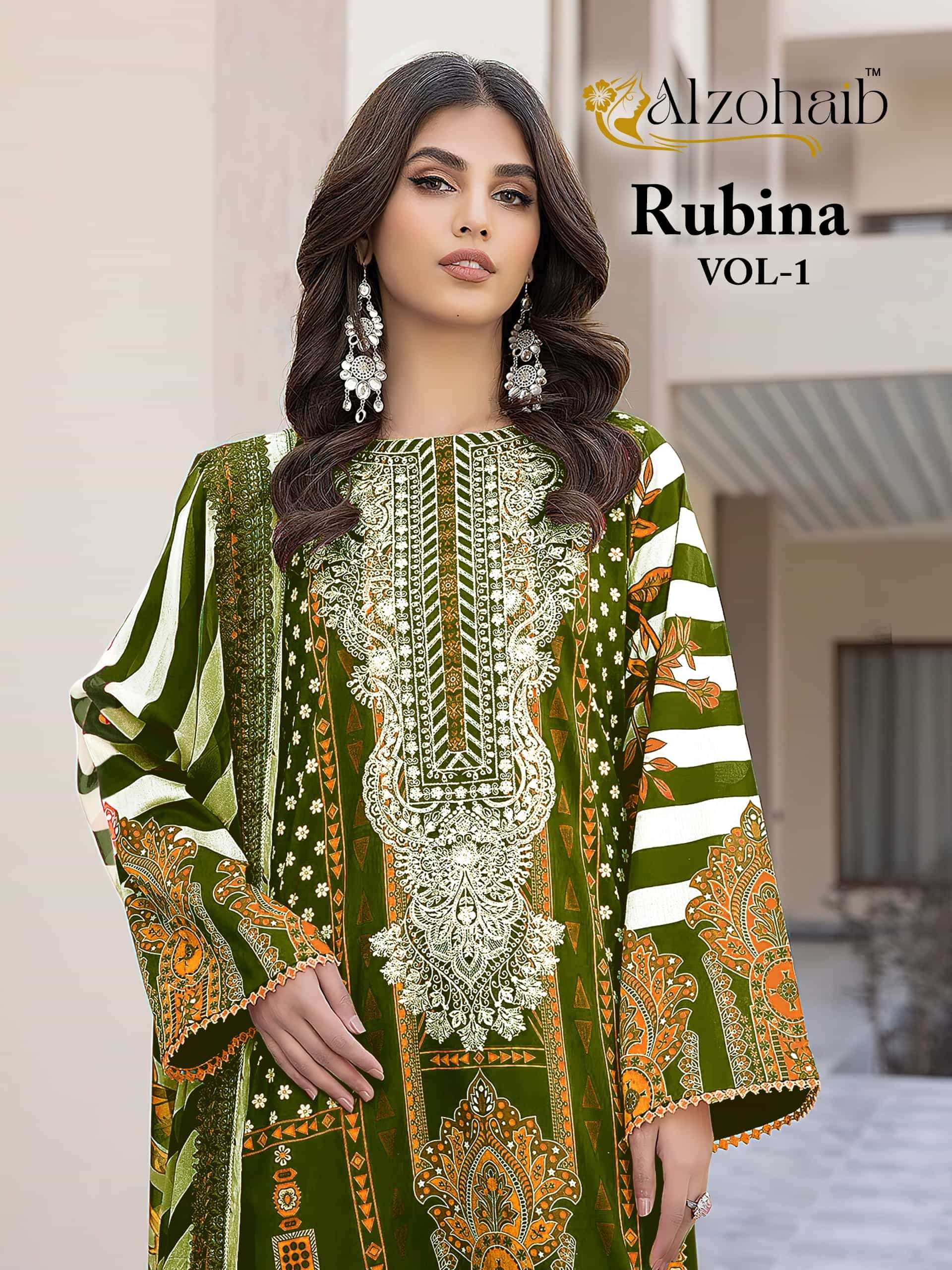 ALZOHAIB RUBINA VOL-01 AZ-1220 TO AZ-1220-D SERIES PURE COTTON PRINTED PAKISTANI DRESSES-00011