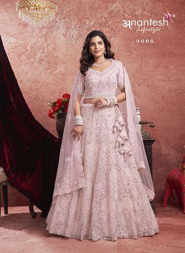 ANANTESH LIFESTYLE BRIDLE COUTURE VOL-2 9006 TO 9008 SERIES PURE NET HANDWORK LEHENGAS-00304
