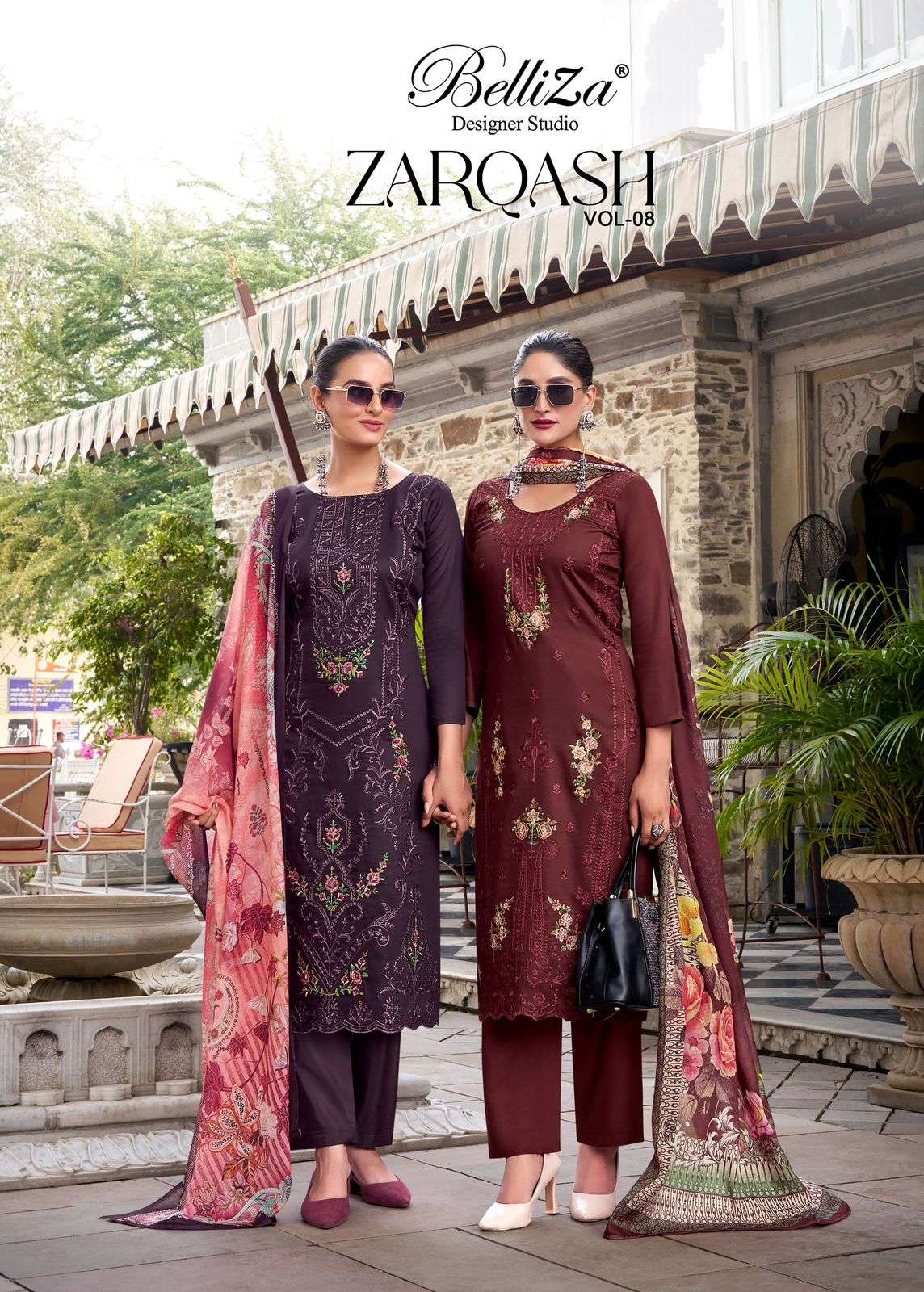 BELLIZA ZARQASH VOL-08 878-001 TO 878-006 SERIES PURE JAAM COTTON PRINTED PAKISTANI DRESSES-00062