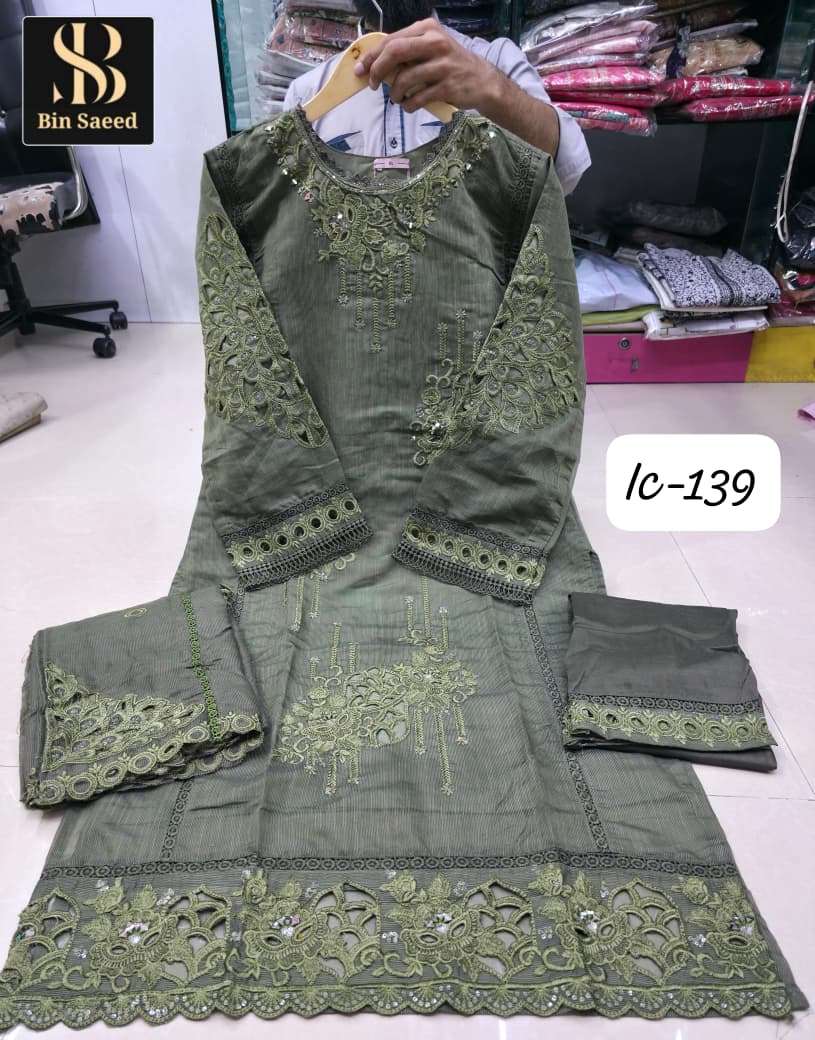 BIN SAEED-139 BY ASLIWHOLESALE DESIGNER PURE COTTON EMBROIDERY DRESSES-00272