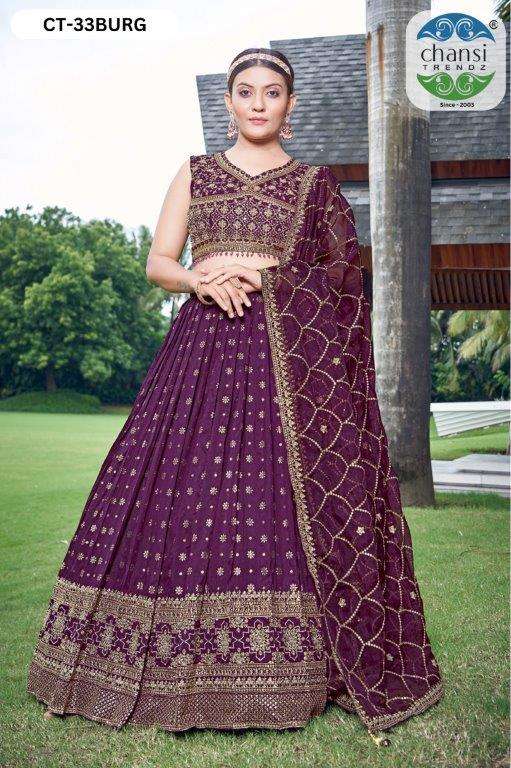 CHANSI TRENDZ 33 SERIES COLOUR PURE DOLA SILK EMBROIDERY LEHENGAS-00303