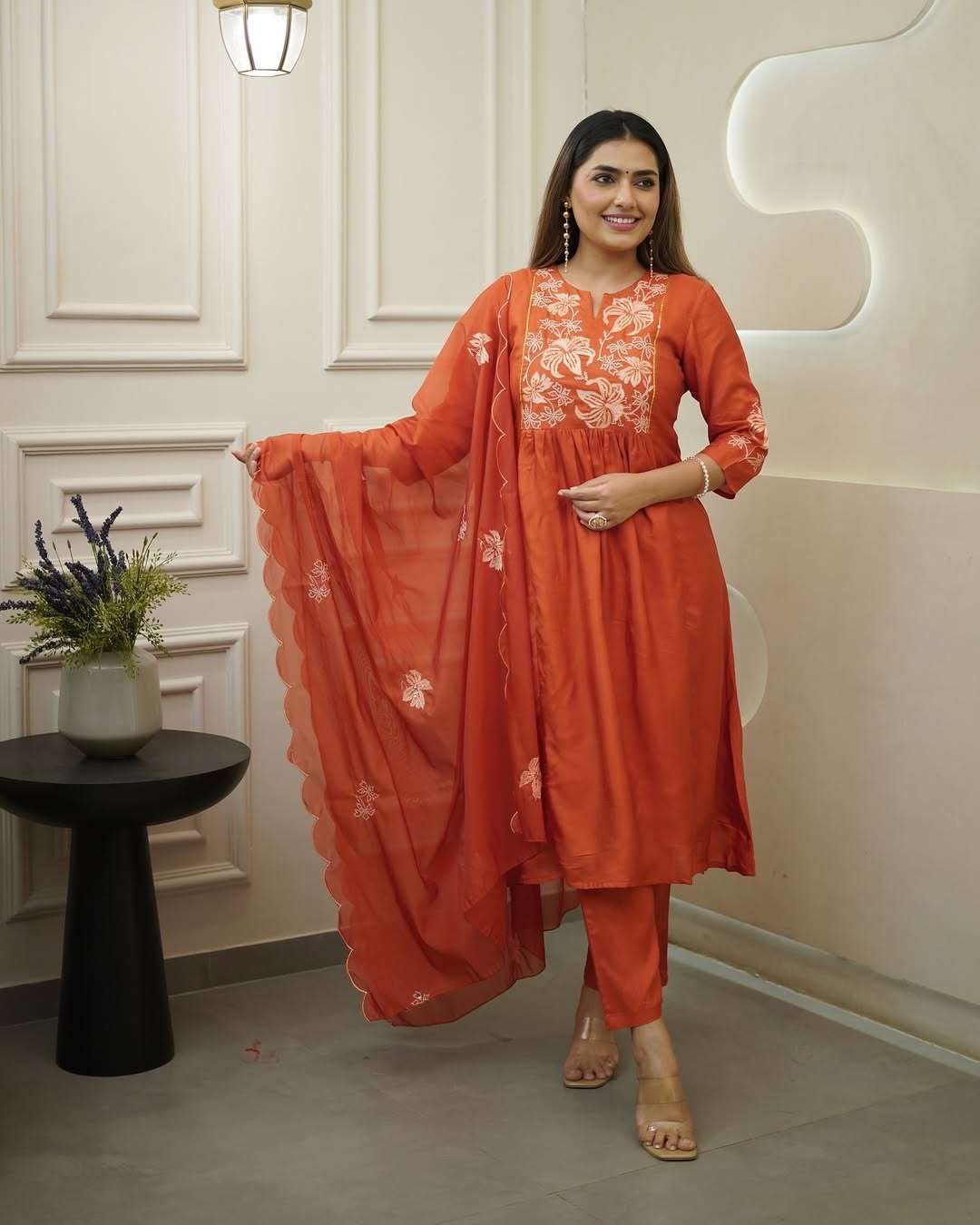 CHARLI BY ASLIWHOLESALE DESIGNER PURE VISCOSE CHINON EMBROIDERY DRESSES-00264