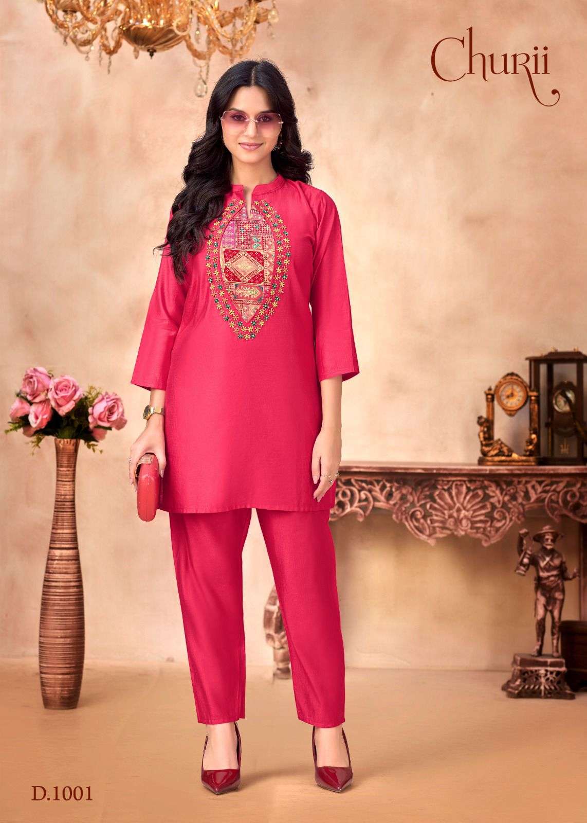 CHURII DAFFODIL 1001 TO 1003 SERIES PURE JACQUARD HANDWORK CO-ORD SET-00306