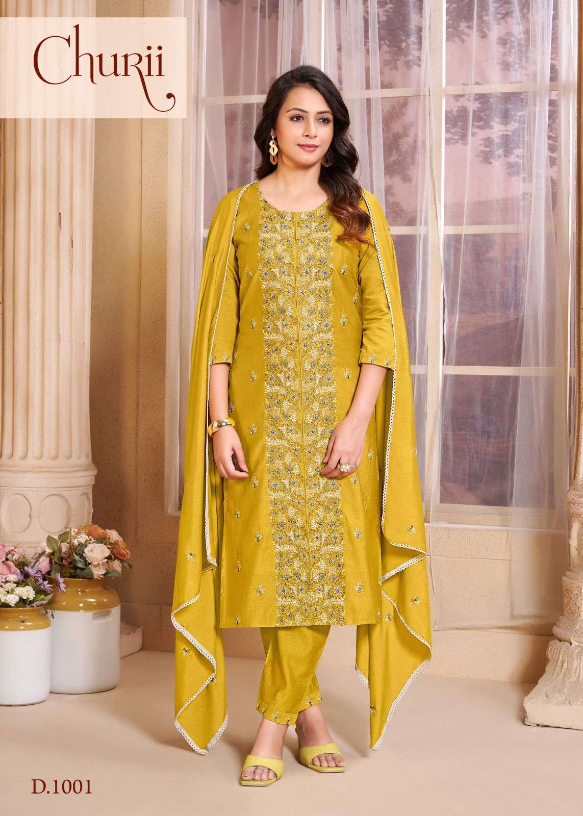 CHURII LOTUS 1001 TO 1004 SERIES PURE VISCOSE EMBROIDERY DRESSES-00306