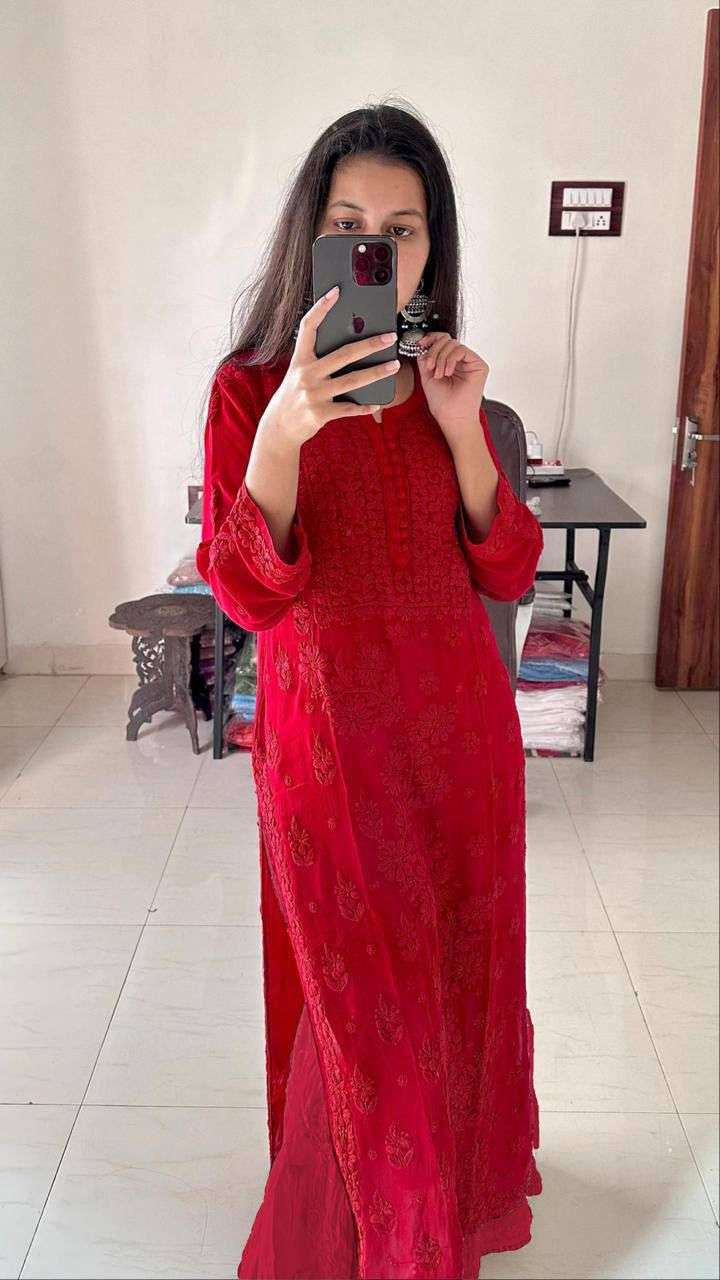 DN-502 BY ASLIWHOLESALE DESIGNER PURE FAUX GEORGETTE EMBROIDRY DRESSES-00232