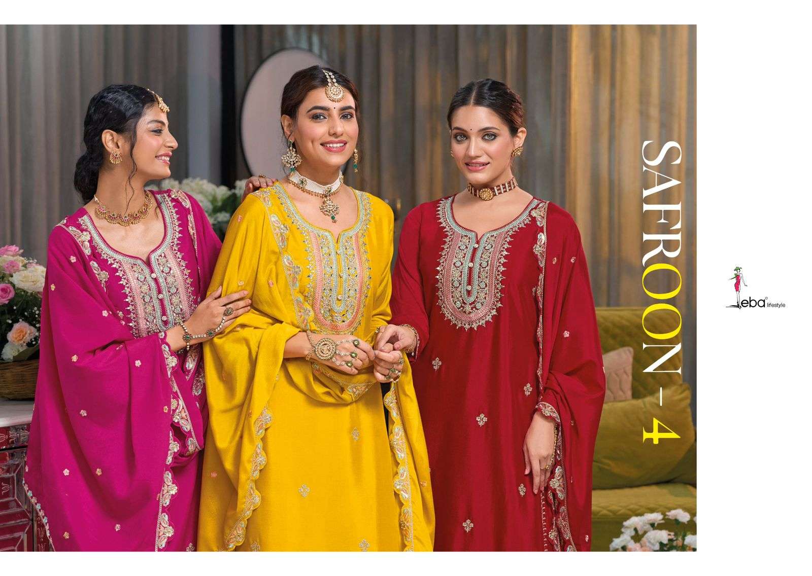 EBA LIFESTYLE SAFROON VOL-4 1711 TO 1713 SERIES PURE CHINON EMBROIDERY DRESSES-00289