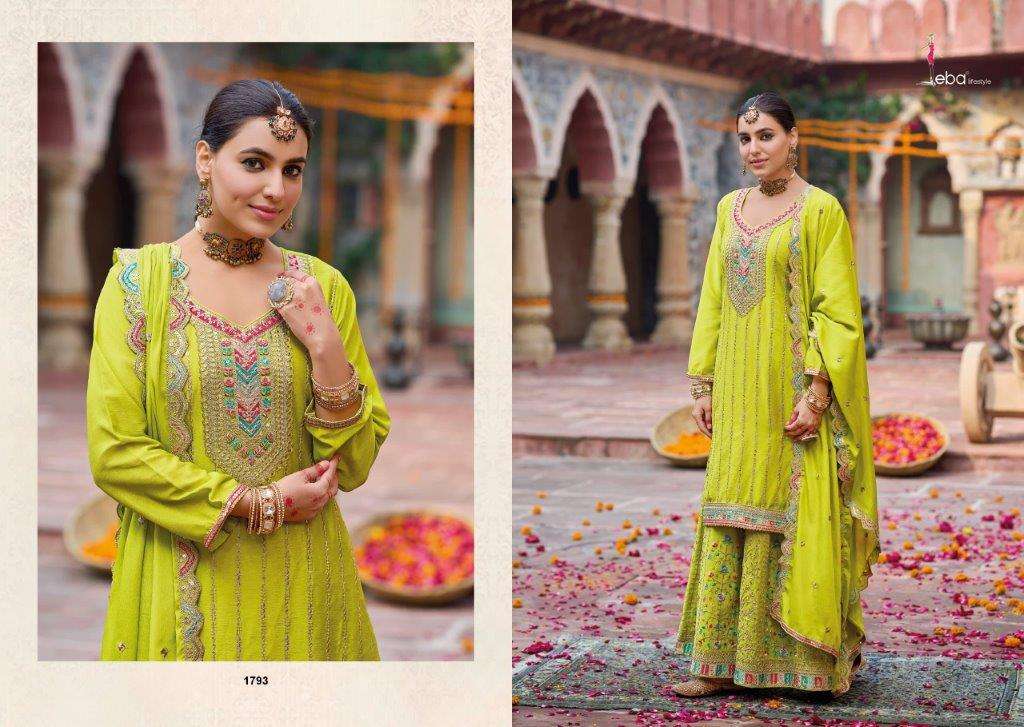 EBA LIFESTYLE SAHENAAZ HIT DESIGN 1793 SERIES PURE CHINON EMBROIDERY DRESSES-00289