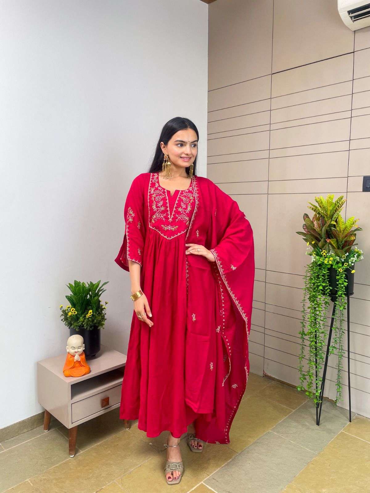 ENSTINKT PLUSH COTTON SERIES-46 PURE CHANDERI  EMBROIDERY DRESSES-00288