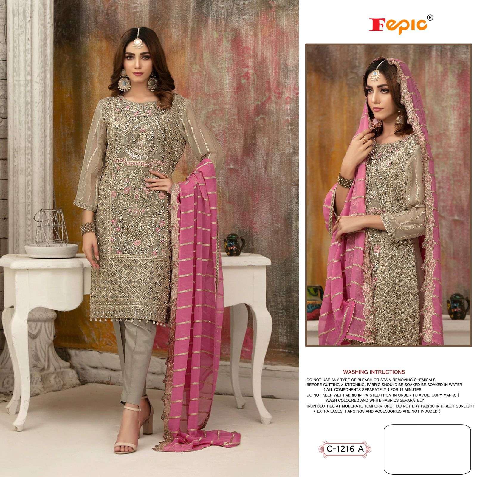 FEPIC ROSEMEEN C-1216 PURE FAUX GEORGETTE PAKISTANI DRESS-00201