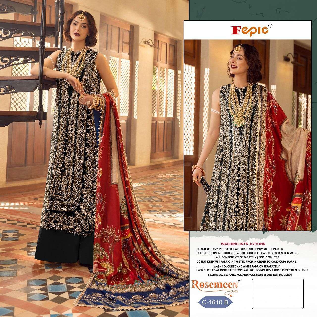 FEPIC ROSEMEEN C-1610 PURE ORGANZA EMBROIDERY PAKISTANI DRESS-00201