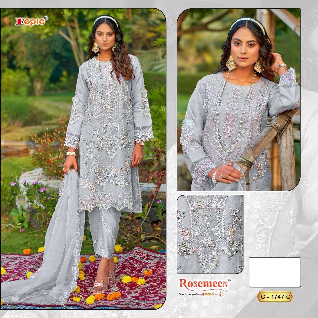 FEPIC ROSEMEEN C-1747-C-PURE ORGANZA EMBROIDERY DRESSES-00201