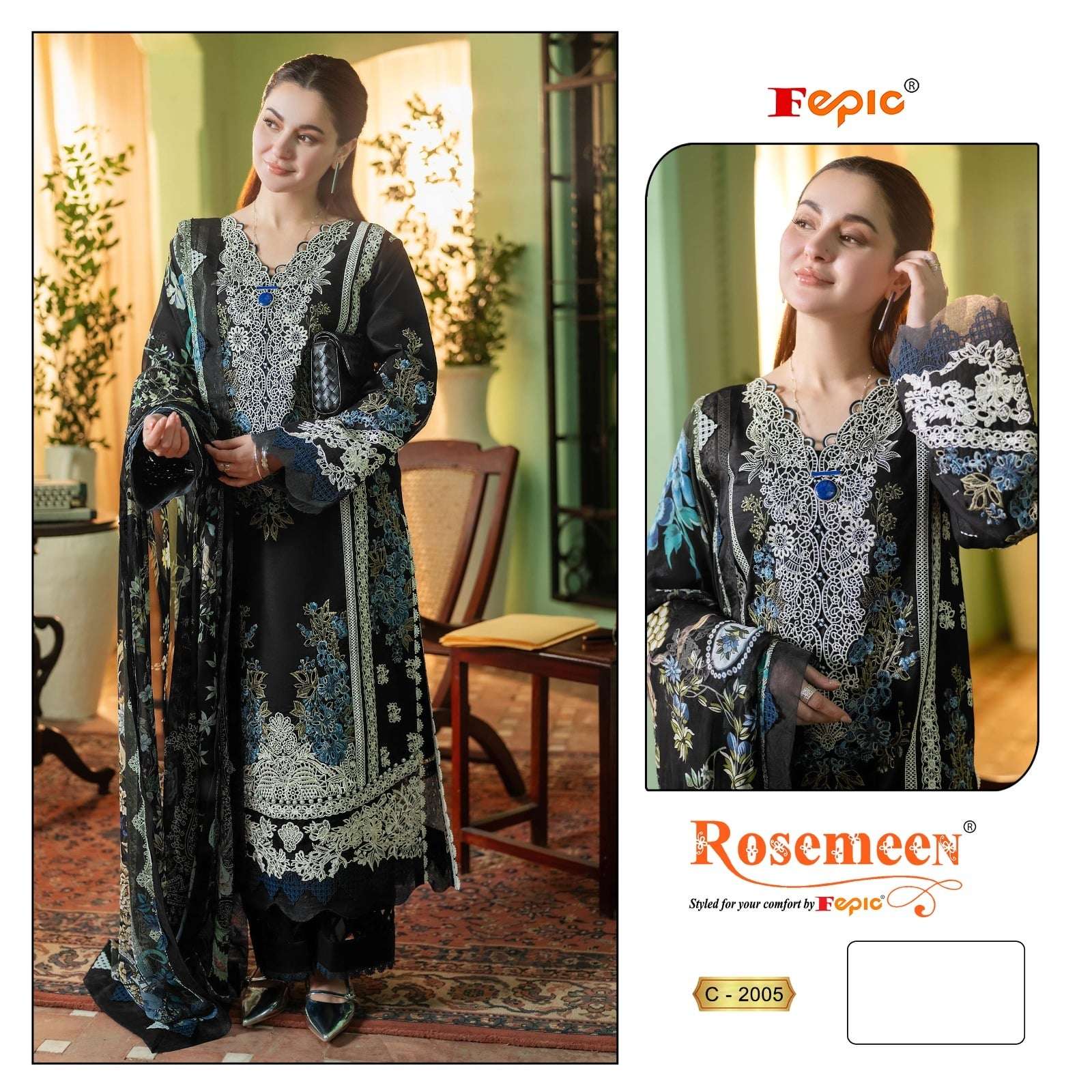 FEPIC ROSEMEEN C-2005 PURE CAMBRIC EMBROIDERY PAKISTANI DRESSES-00201