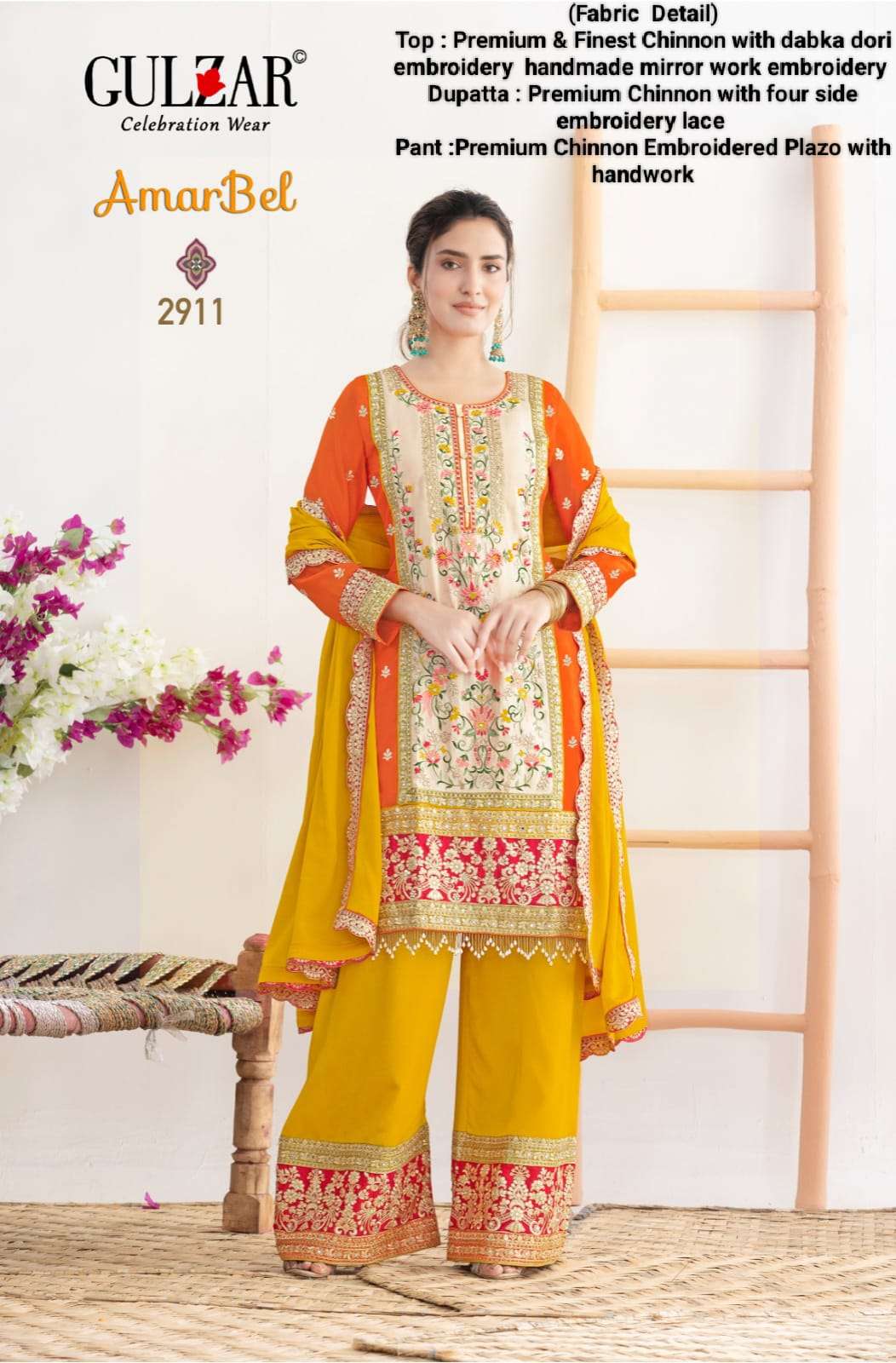 GULZAR AMARBEL PURE CHINON EMBROIDERY DRESSES-00150