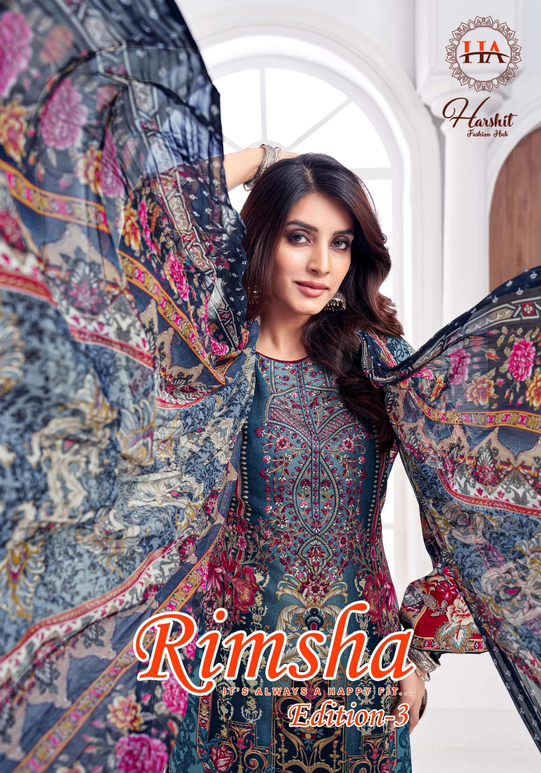 HARSHIT FASHION HUB RIMSHA VOL-03 PURE VISCOSE RAYON PRINTED PAKISTANI DRESSES-00201