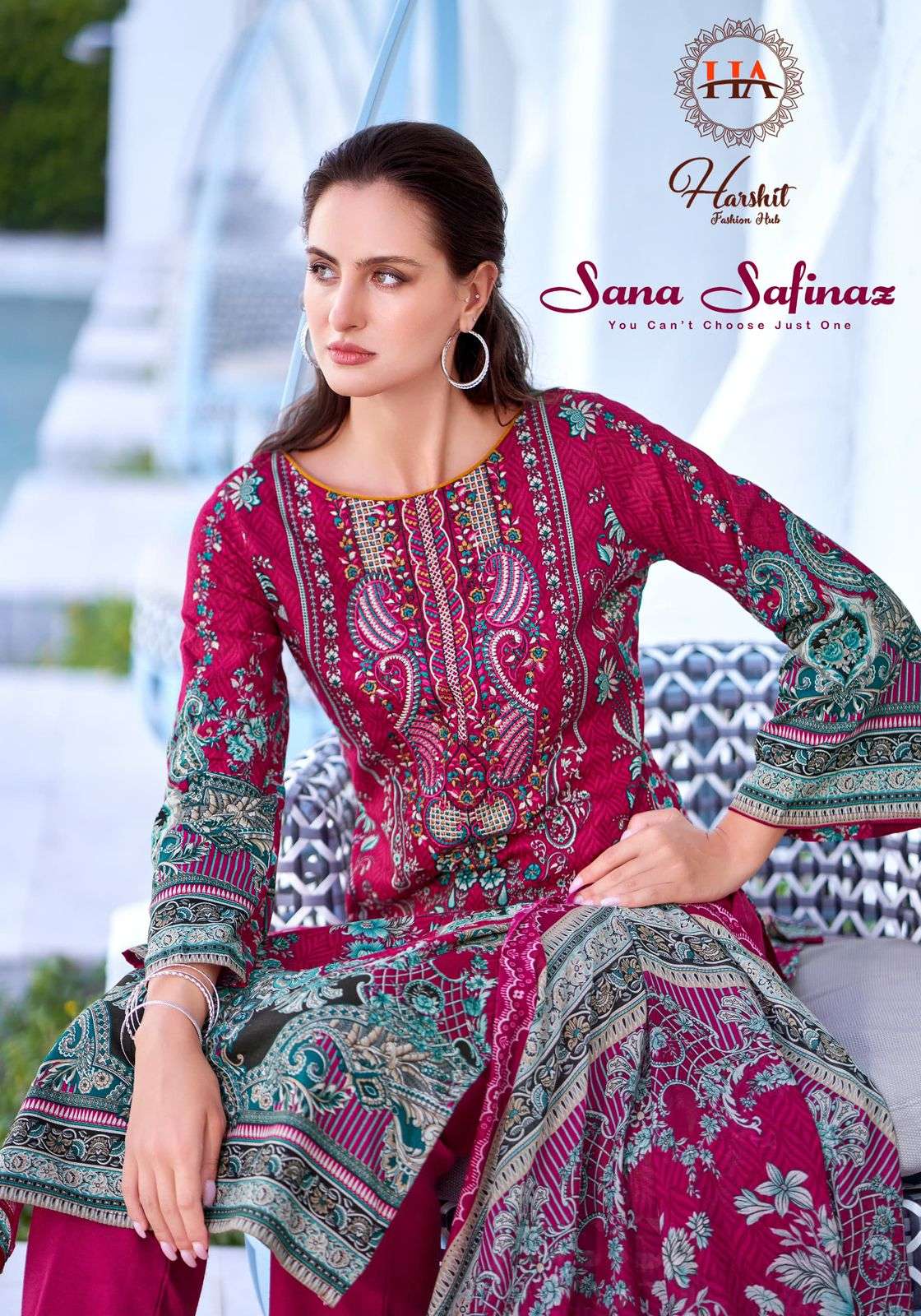 HARSHIT FASHION HUB SANA SAFINAZ PURE COTTON PRINTED EMBROIDERY PAKISTANI DRESSES-00201