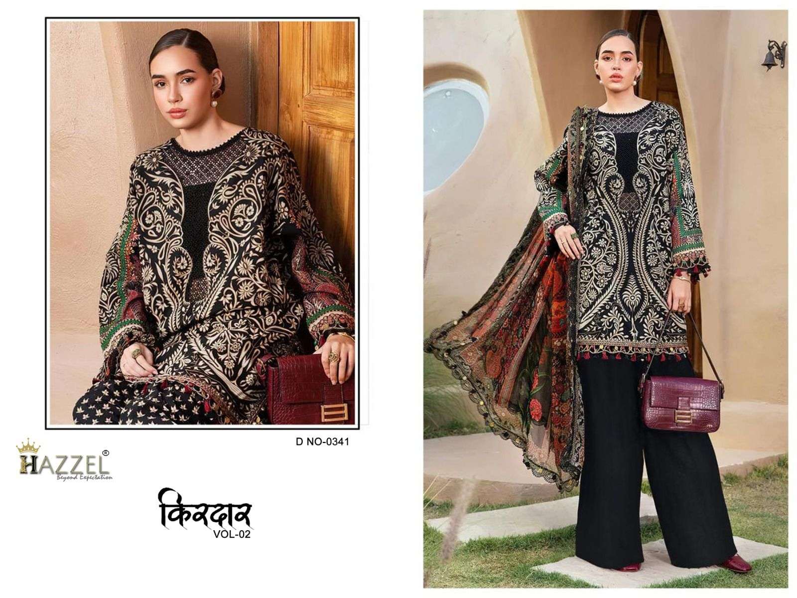HAZZEL 341 PURE COTTON PRINTED EMBROIDERY PAKISTANI DRESS-00071