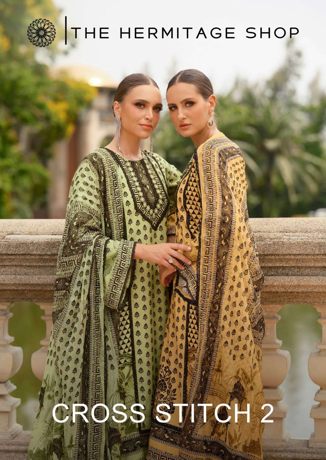 HERMITAGE CLOTHING CROSS STITCH VOL-02 PURE LAWN COTTON EMBROIDERY PAKISTANI DRESSES-00011