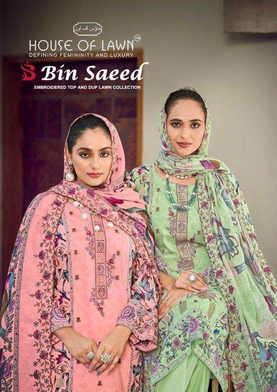 HOUSE OF LAWN BIN SAEED 1001 TO 1004 SERIES PURE COTTON PRINTED DRESSES-00011