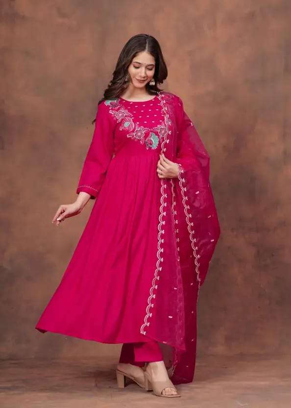 JANNI BY ASLIWHOLESALE DESIGNER PURE RAYON SILK EMBROIDERY DRESSES-00264