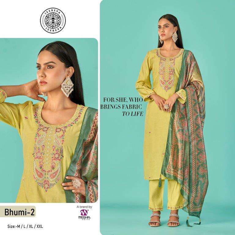 JEEREVA BHUMI 02 TO 05 SERIES PURE ROMAN SILK EMBROIDERY DRESSES-00301