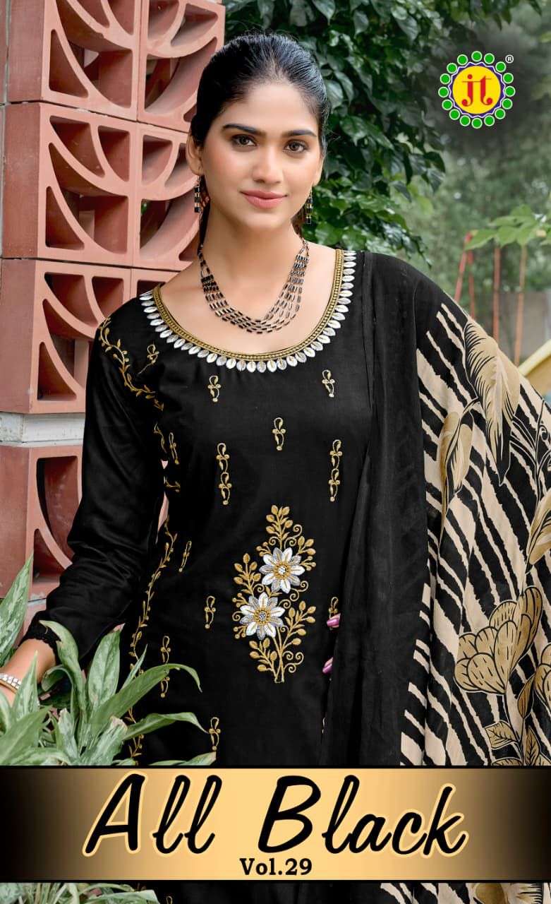 JT TEXTILE ALL BLACK VOL-29 PURE RAYON EMBROIDERY PAKISTANI DRESSES-00201