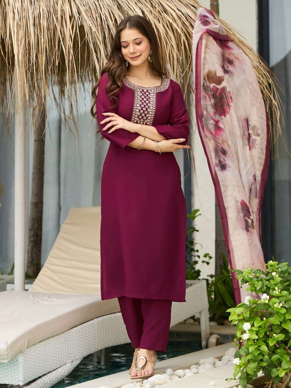 JULIA BY ASLIWHOLESALE DESIGNER PURE VISCOSE EMBROIDERY DRESSES-00264