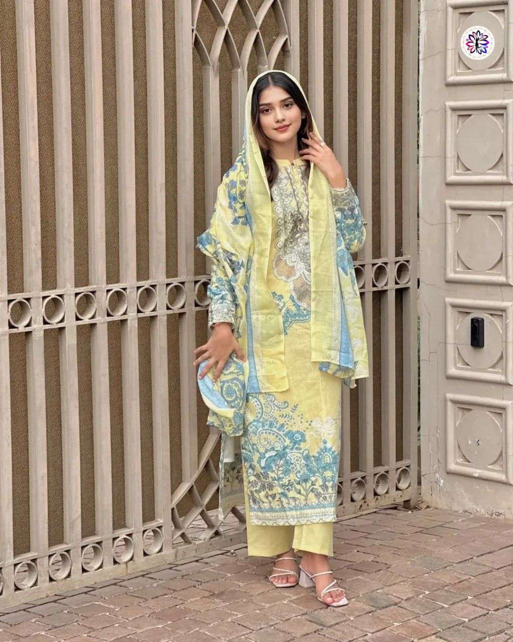 KF-1002 BY ASLIWHOLESALE DESIGNER PURE MUSLIN COTTON EMBROIDERY DRESSES-00096