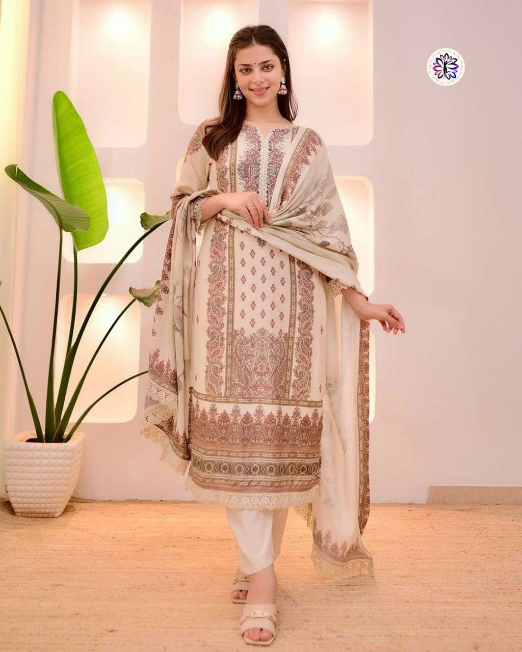 KF-1003 BY ASLIWHOLESALE DESIGNER PURE MUSLIN COTTON PRINTED DRESSES-00096