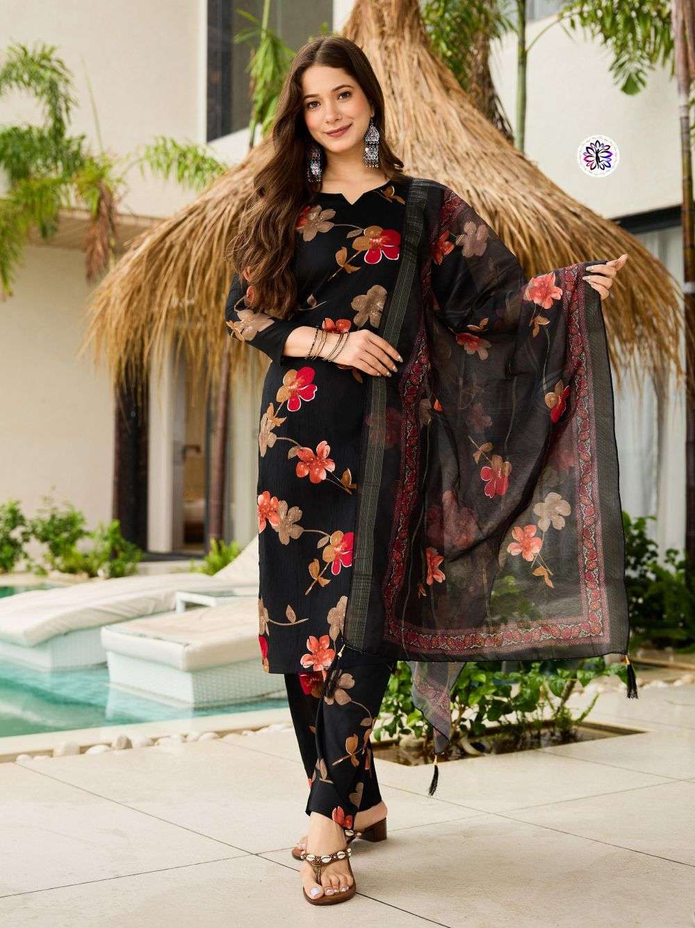 KF-642 BY ASLIWHOLESALE DESIGNER PURE SILK EMBROIDERY DRESSES-00096