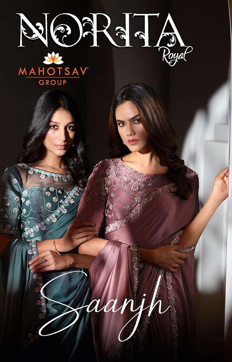 MAHOTSAV NORITA SAANJH 43902 TO 43918 SERIES PURE SILK EMBROIDERY PRINTED SAREES-00276