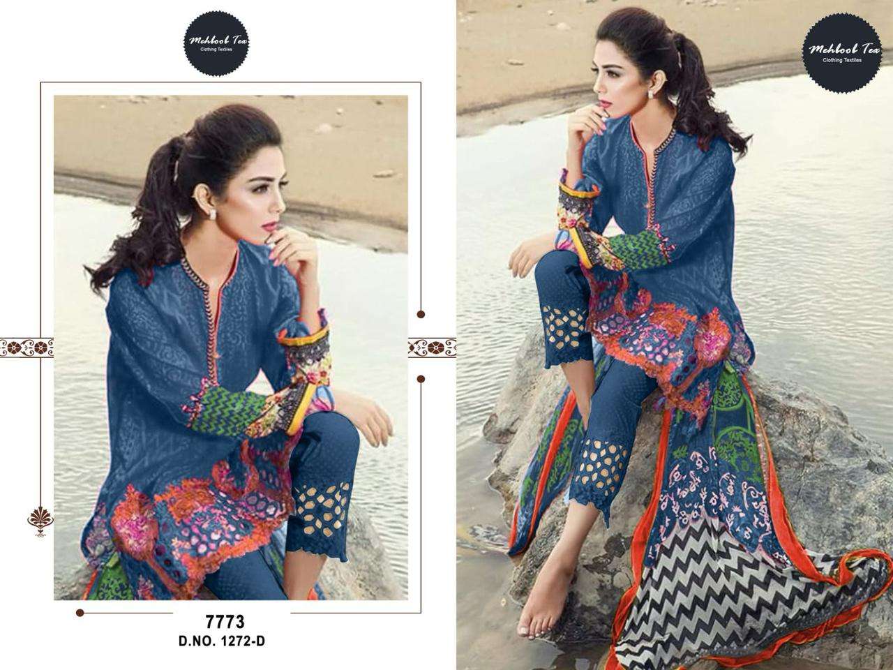 MEHBOOB TEX 1272 PURE COTTON PRINTED EMBOIRDERY PAKISATNI DRESS-00071