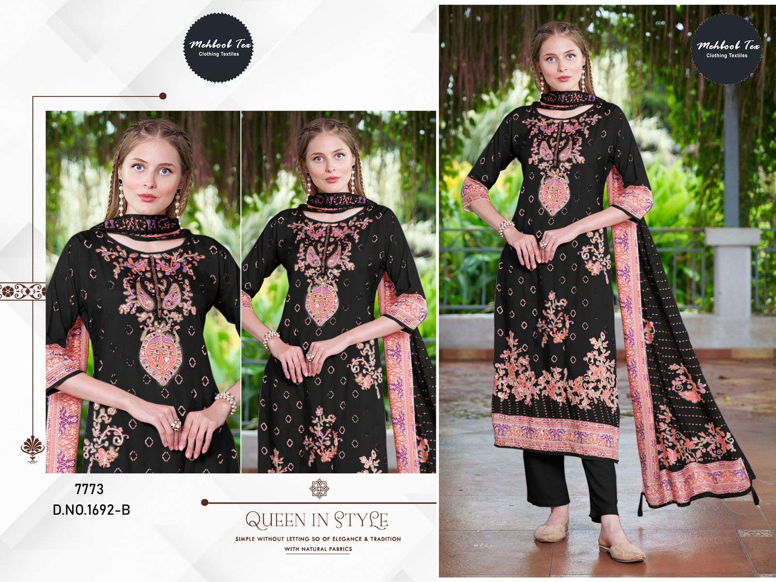 MEHBOOB TEX 1692 PURE VISCOSE MUSLIN  EMBROIDERY PAKISTANI DRESSES-00071