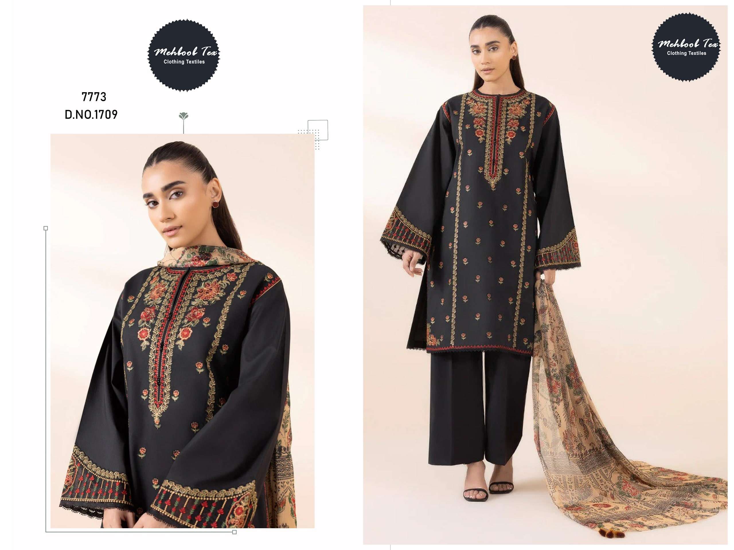 MEHBOOB TEX 1709 PURE RAYON EMBROIDERY PAKISTANI DRESS-00062
