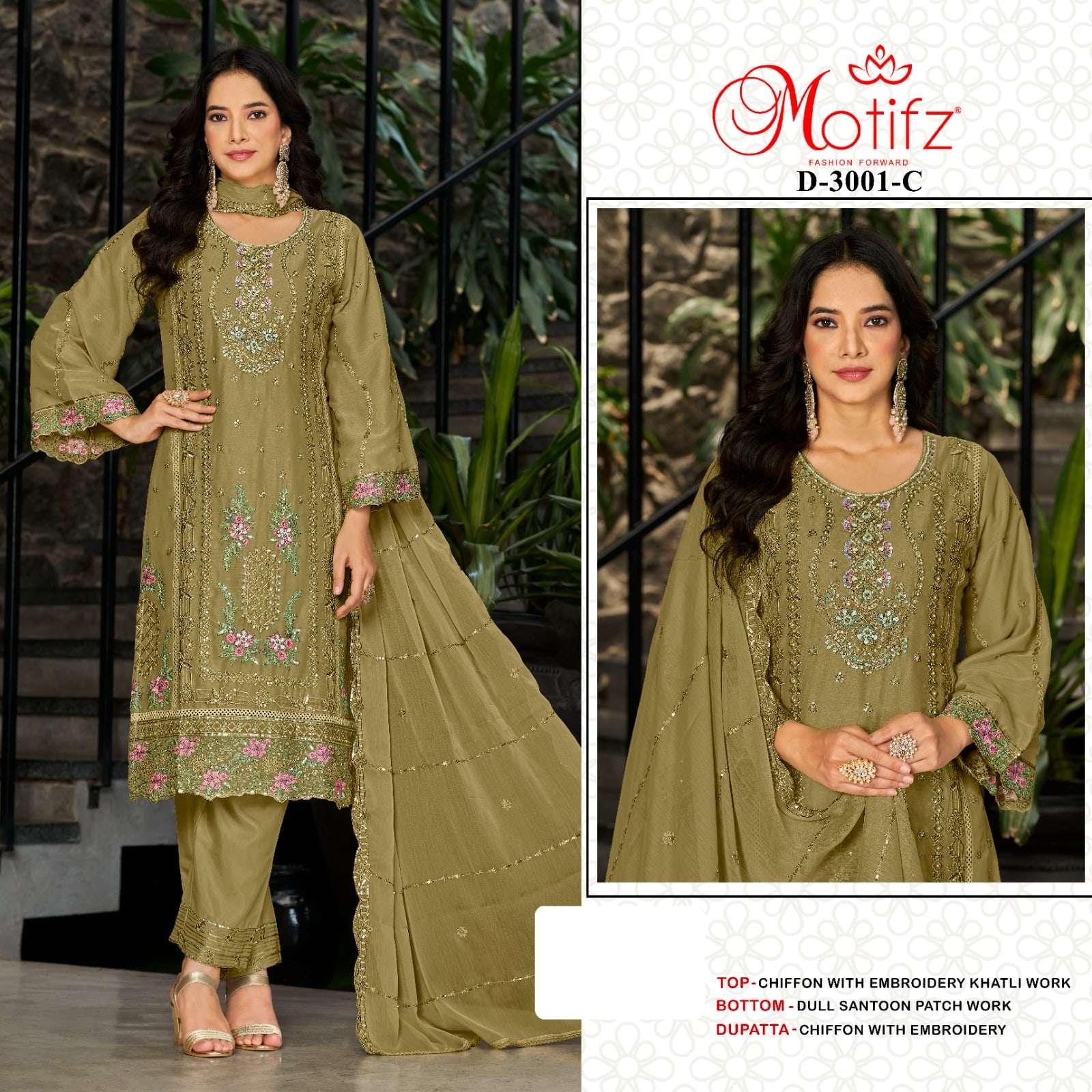 MOTIFZ 3001 SERIES PURE CHINON EMBROIDERY PAKISTANI DRESSES-00201