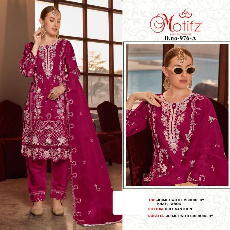 MOTIFZ 976 PURE GEORGETTE EMBROIDERY PAKISTANI DRESS-00201