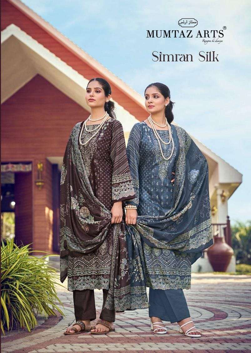 MUMTAZ ARTS SIMRAN SILK 101 TO 104 SERIES PURE JAAM SATIN PAKISTANI DRESSES-00201