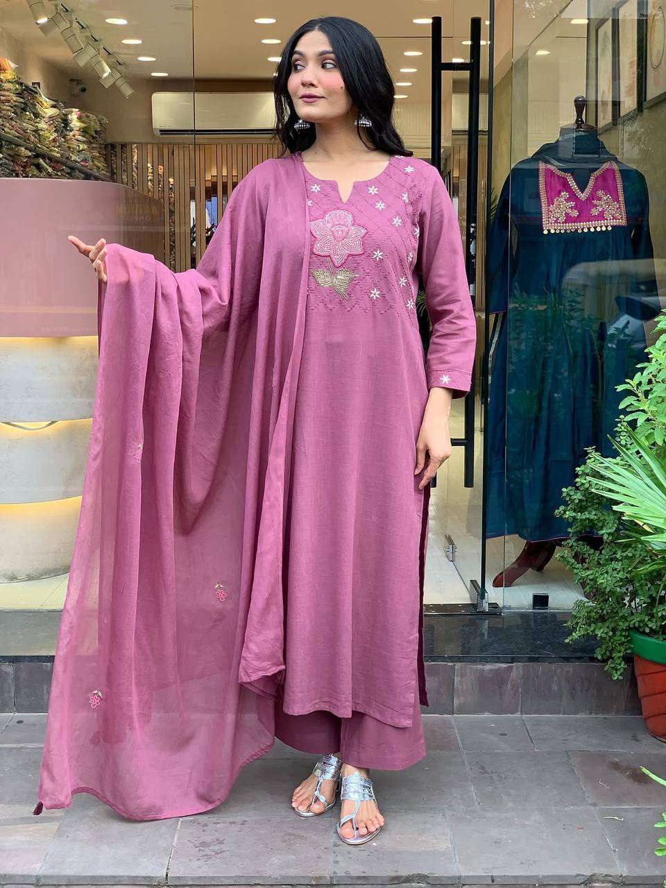 NATASHA BY ASLIWHOLESALE DESIGNER PURE COTTON EMBROIDERY DRESSES-00264