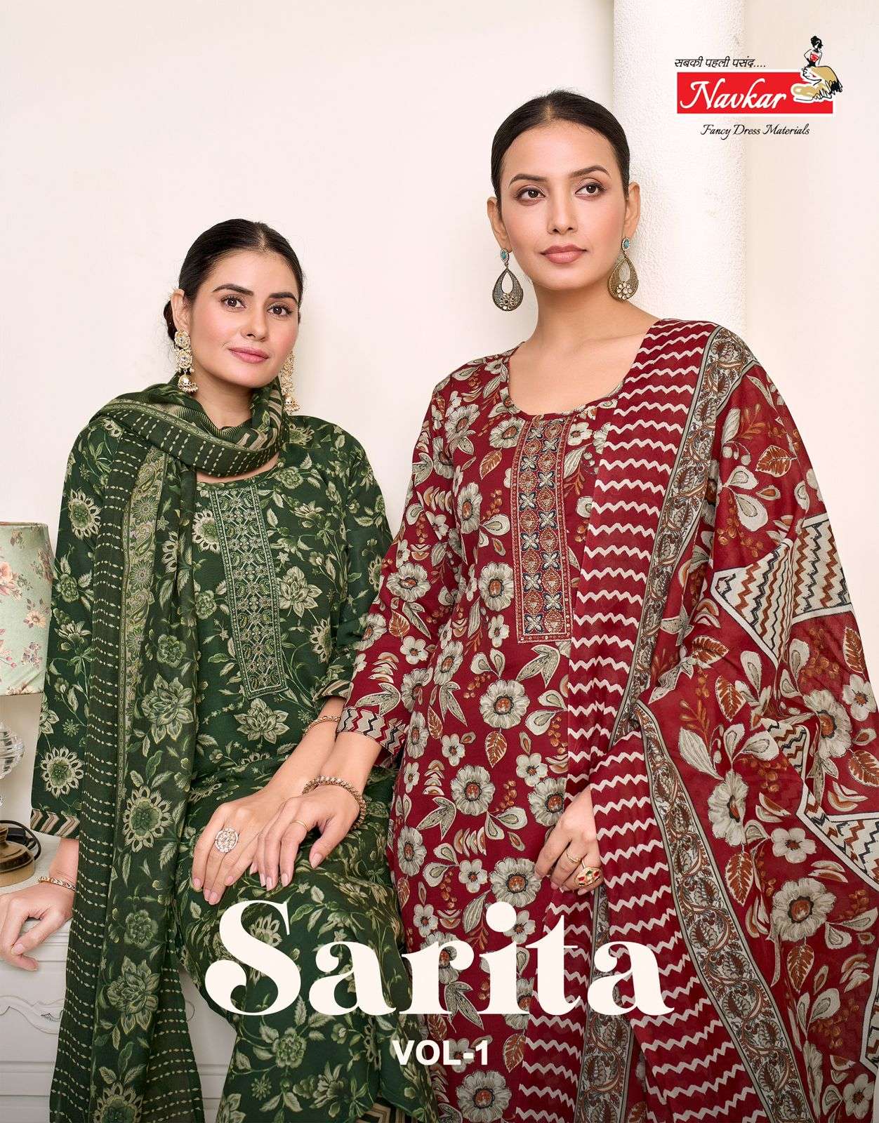 NAVKAR SARITA 1001 TO 1008 SERIES PURE COTTON PRINTED DRESSES-00140