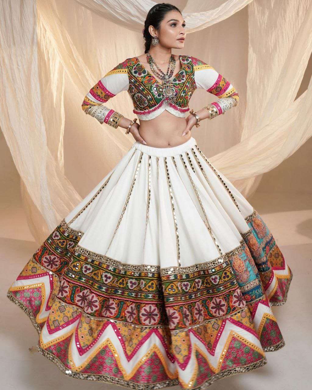 NAVYA VOL-44 BY ASLIWHOLESALE DESIGNER PURE RAYON COTTON EMBROIDERY NAVRATRI LEHENGAS-00294