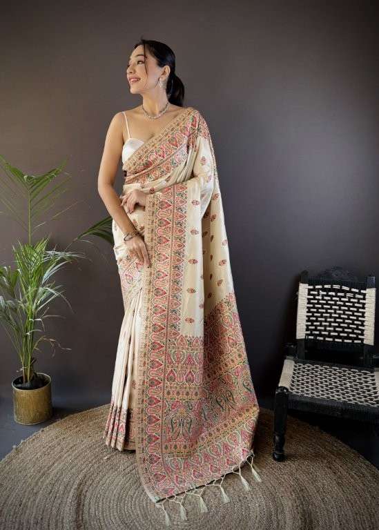 WHITE BY ASLIWHOLESALE DESIGNER PURE SILK PRINTED SAREES-00230