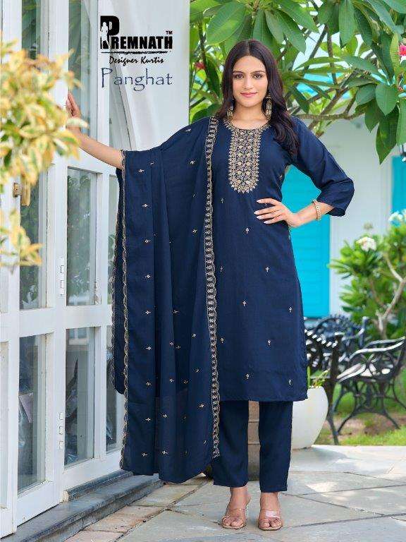 PREMNATH PANGHAT 1001 TO 1008 SERIES PURE  FANCY EMBROIDERY DRESSES-00014