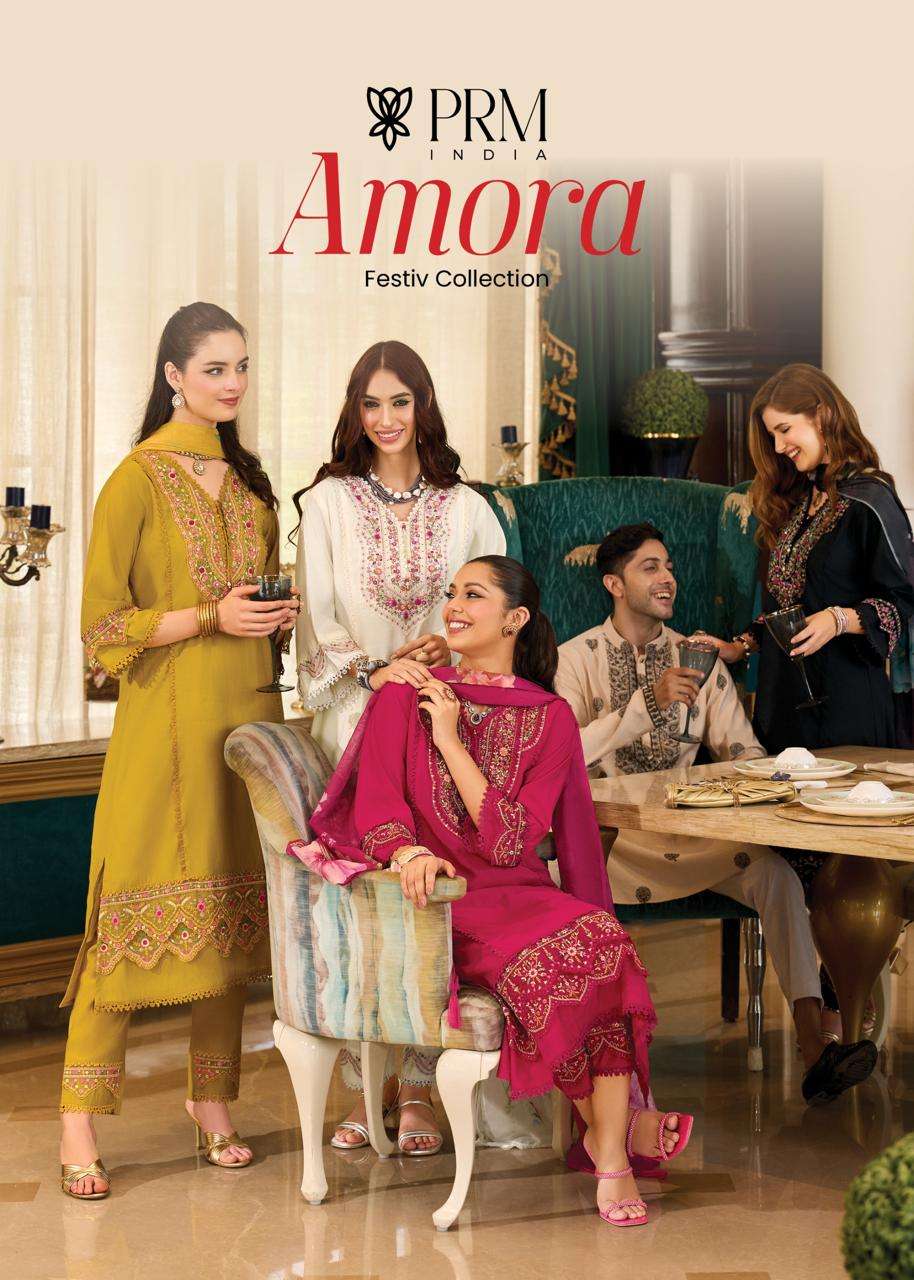 PRM TRENDZ AMORA 5107 TO 5112 PURE ROMAN SILK EMBROIDERY DRESSES-00014