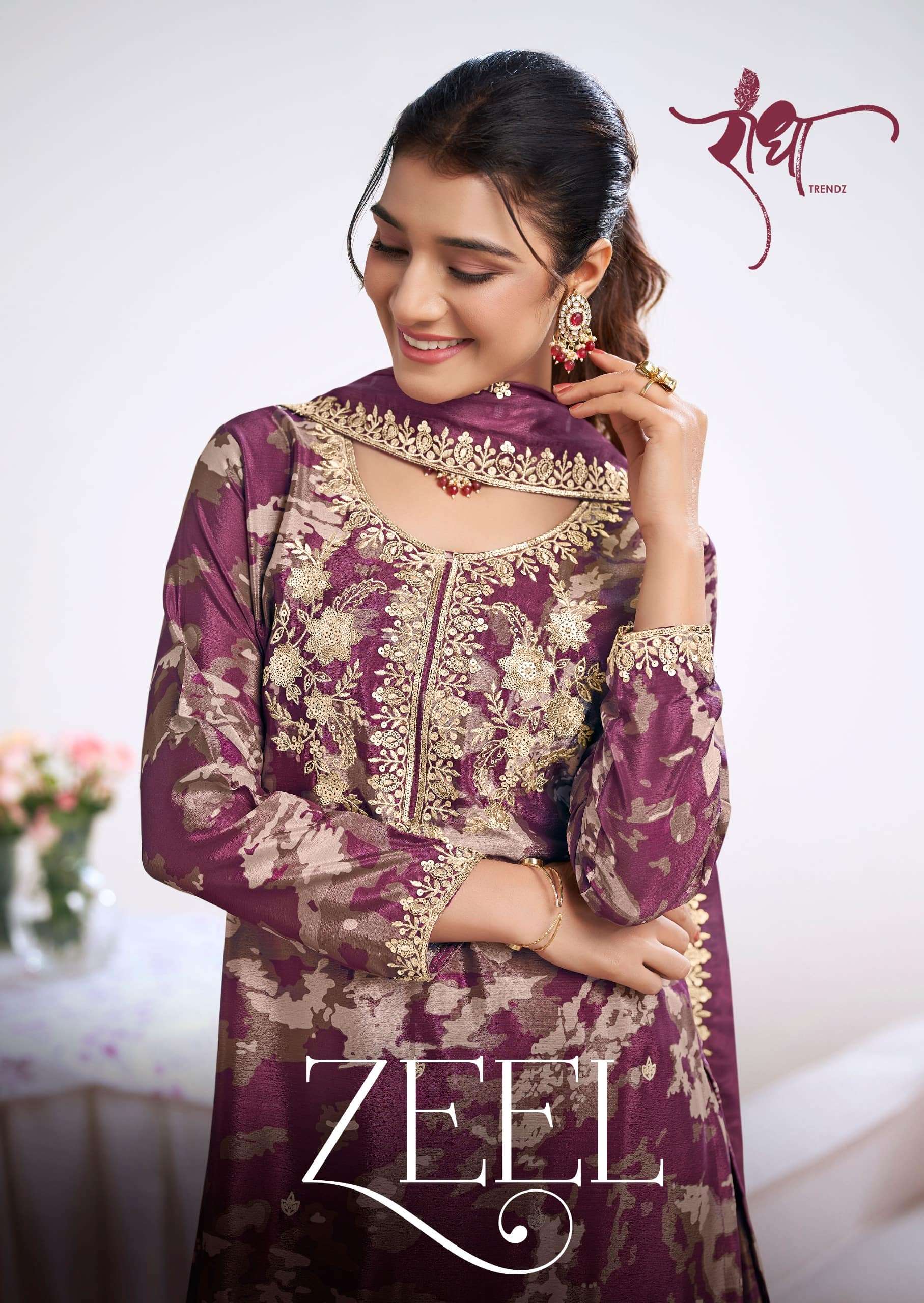 RADHA TRENDZ ZEEL 5041 TO 5044 SERIES PURE CHINON EMBROIDERY DRESSES-00150