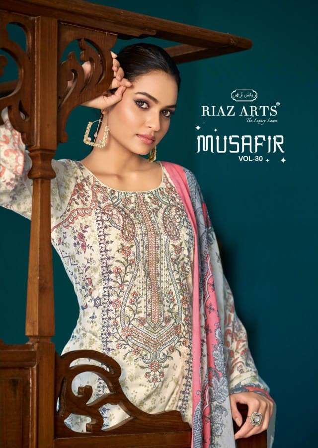RIAZ ART MUSAFIR VOL-30 10001 TO 10006 SERIES PURE COTTON PRINTED PAKISTANI DRESSES-00011