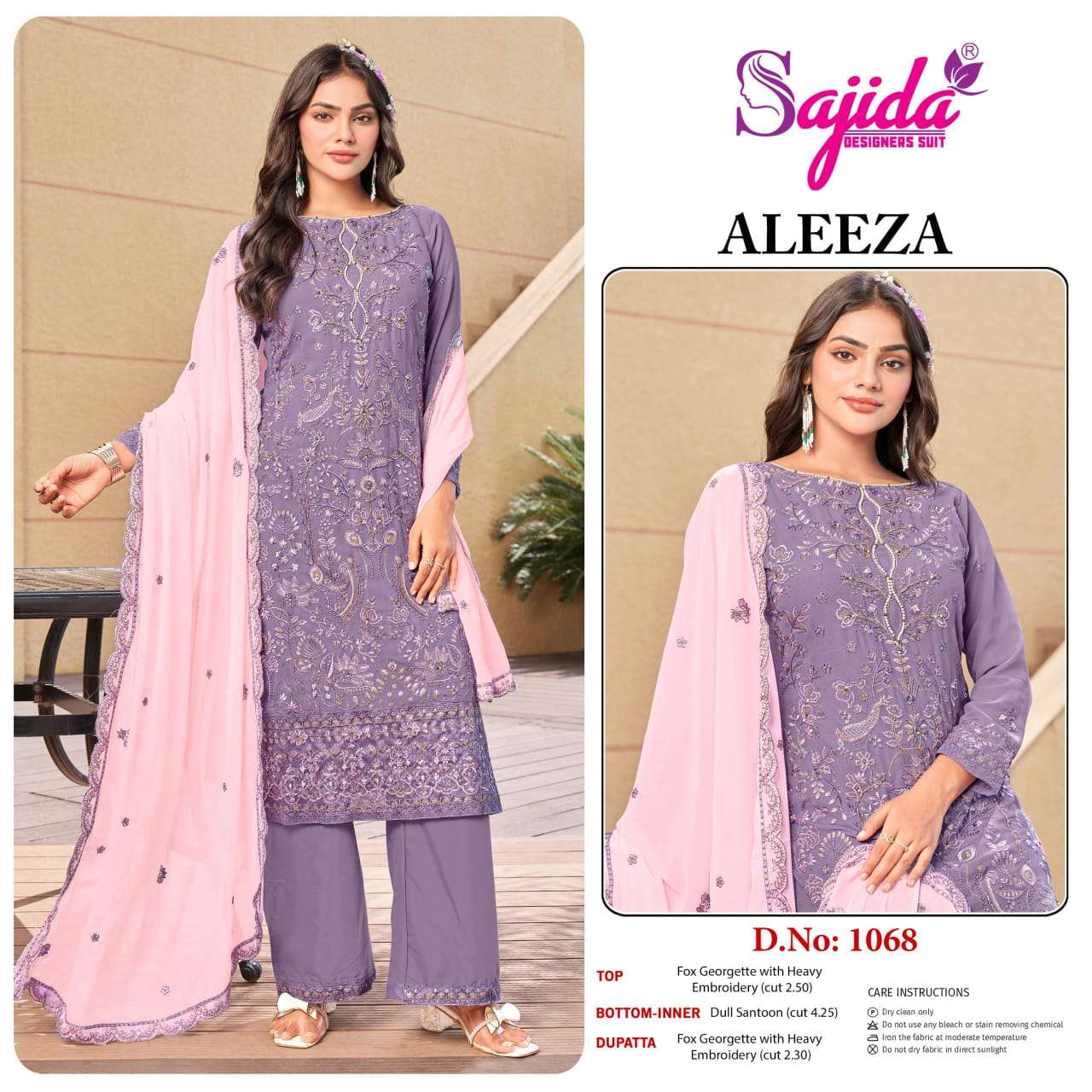 SAJIDA SD-1068 PURE GEORGETTE EMBROIDERY PAKISTANI DRESS-00062