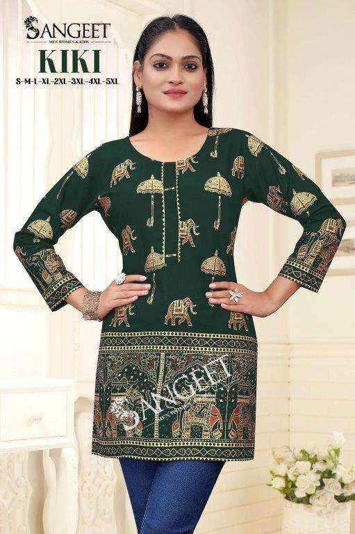 SANGEET KIKI 1002 TO 1008 SERIES PURE RAYON PRINTED TOP-00305