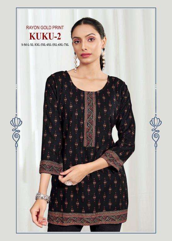 SANGEET KUKU-2 PURE RAYON PRINTED TOP-00305