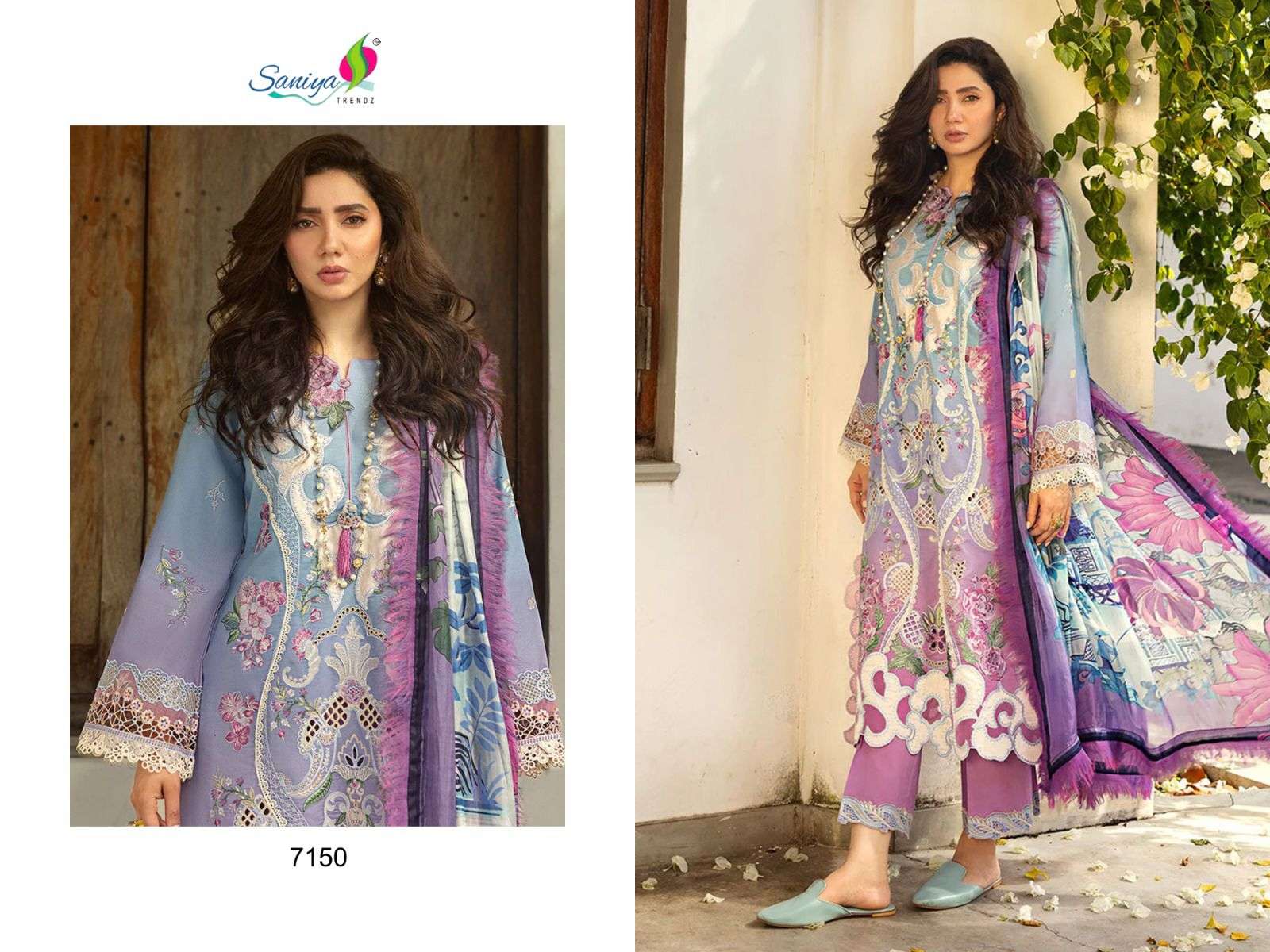 SANIYA TRENDZ 7150 SERIES PURE COTTON CAMBRIC EMBROIDERY PAKISTANI DRESS-00071